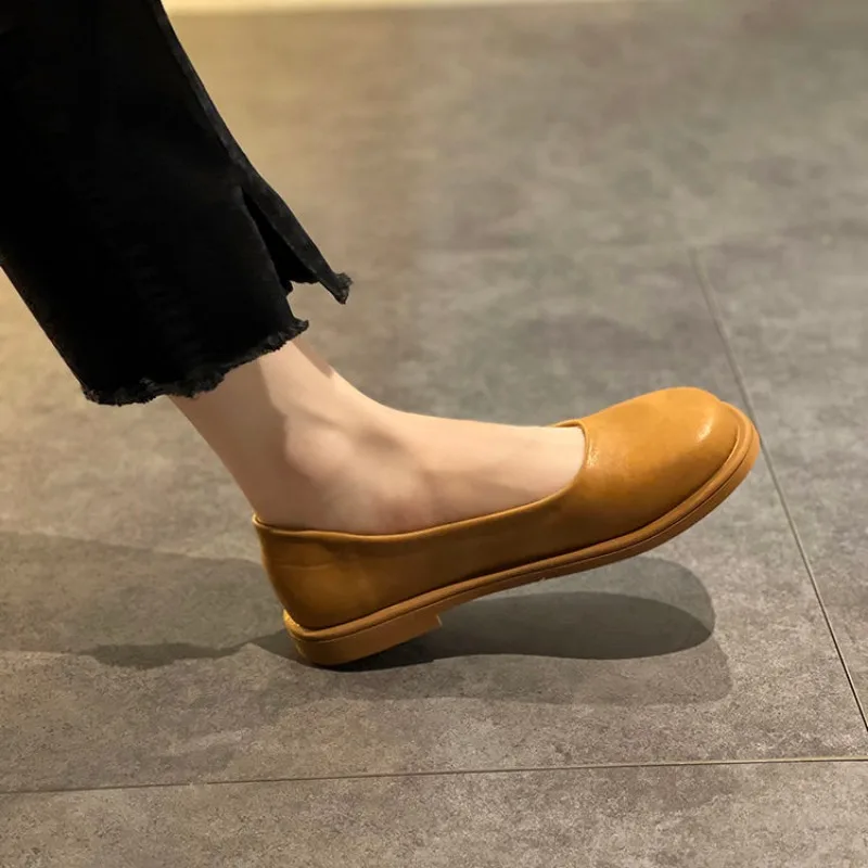 Skórzane płaskie buty damskie Kawaii Slip On Female Footwear Cute New Arrival 2024 Shoe Original Designer With Chic Point Hot In H