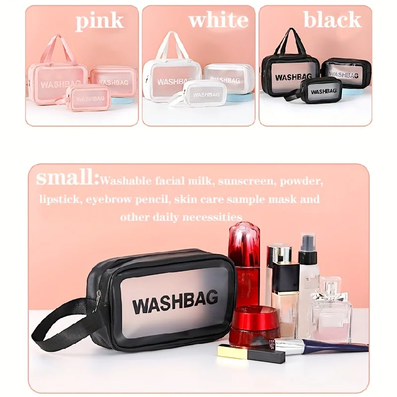 Neceser de viaje portátil para mujer, bolsa de almacenamiento de maquillaje impermeable transparente, organizador de cosméticos de gran capacidad, estuche de belleza