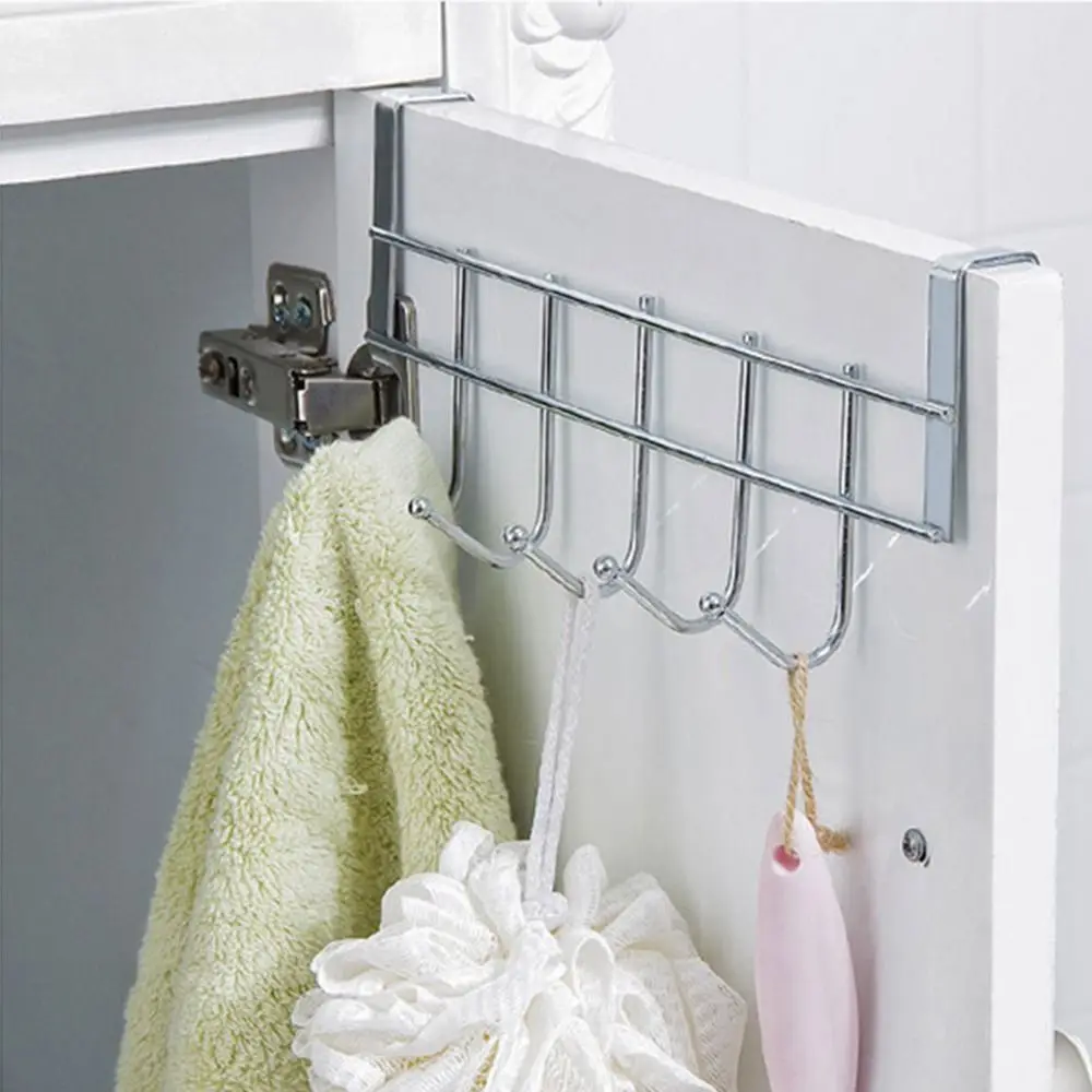 Home Edelstahl Kleiderbügel Handtuch halter Rack Bad Organizer Tür haken 5 Haken Rack