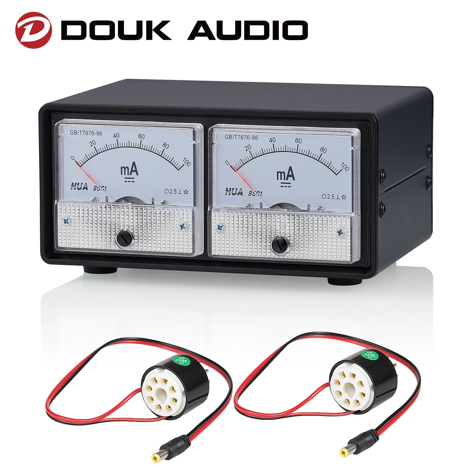 Douk Audio 8-Pin Dual Bias Current Probes Tester+Dual Large Ampere Meter for EL34,KT88,6L6,6V6,5881,6550,KT66,KT100,KT120 Tubes