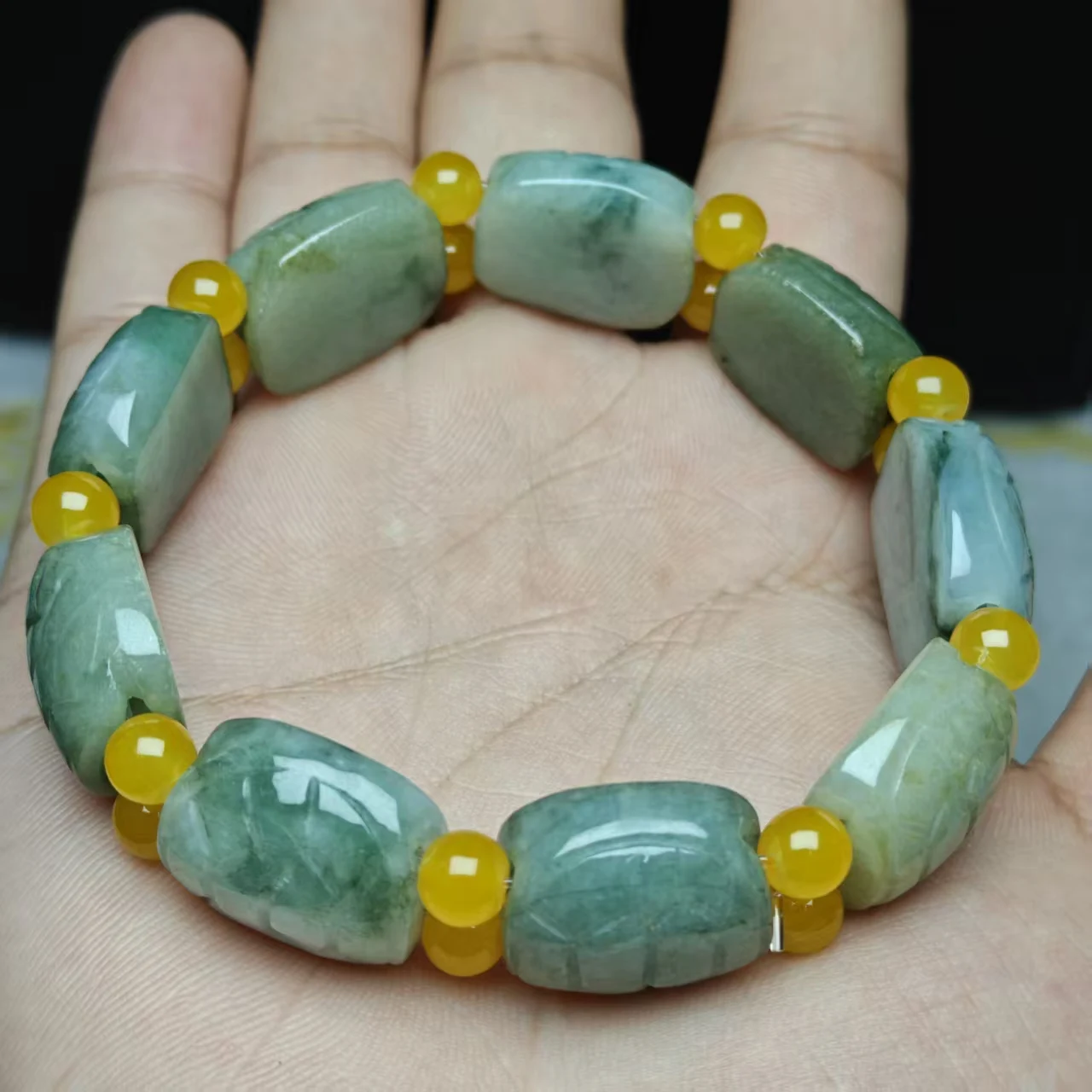 Xingyu Natürliche AAA Burmesische Jadeit-Skulptur in Schildkrötenform, Armband mit Perlen, glatt und rund, Schmuck, geheimnisvoller Edelstein, Geschenk – Detail 4