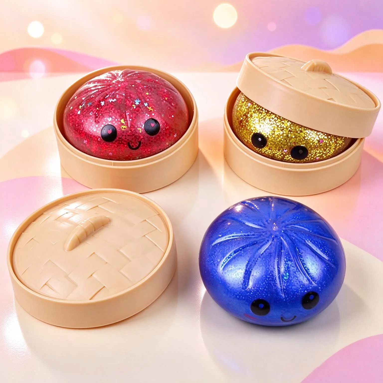 Pretty hot  Glitter Dumpling Squishies Soft Cute Slow Rebound Stress Relief Toy for Kids And Adults Office Home Decor Gift Idea