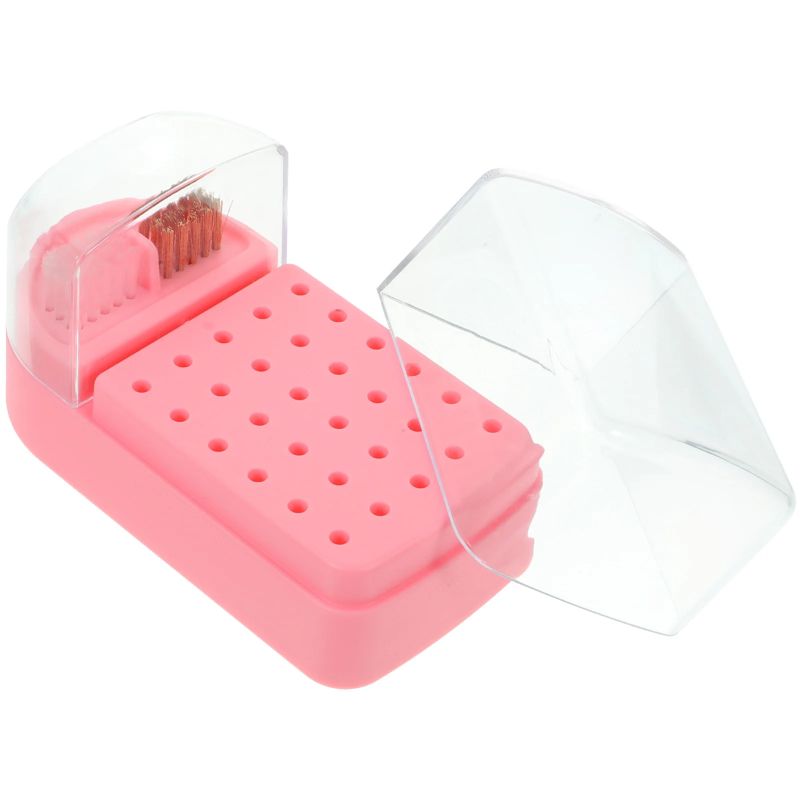 

30 Holes Nail Drill Bits Storage Box Clear Manicure Case Purple Grinding Head ganizer Salon Home Use Polishing Tool Container