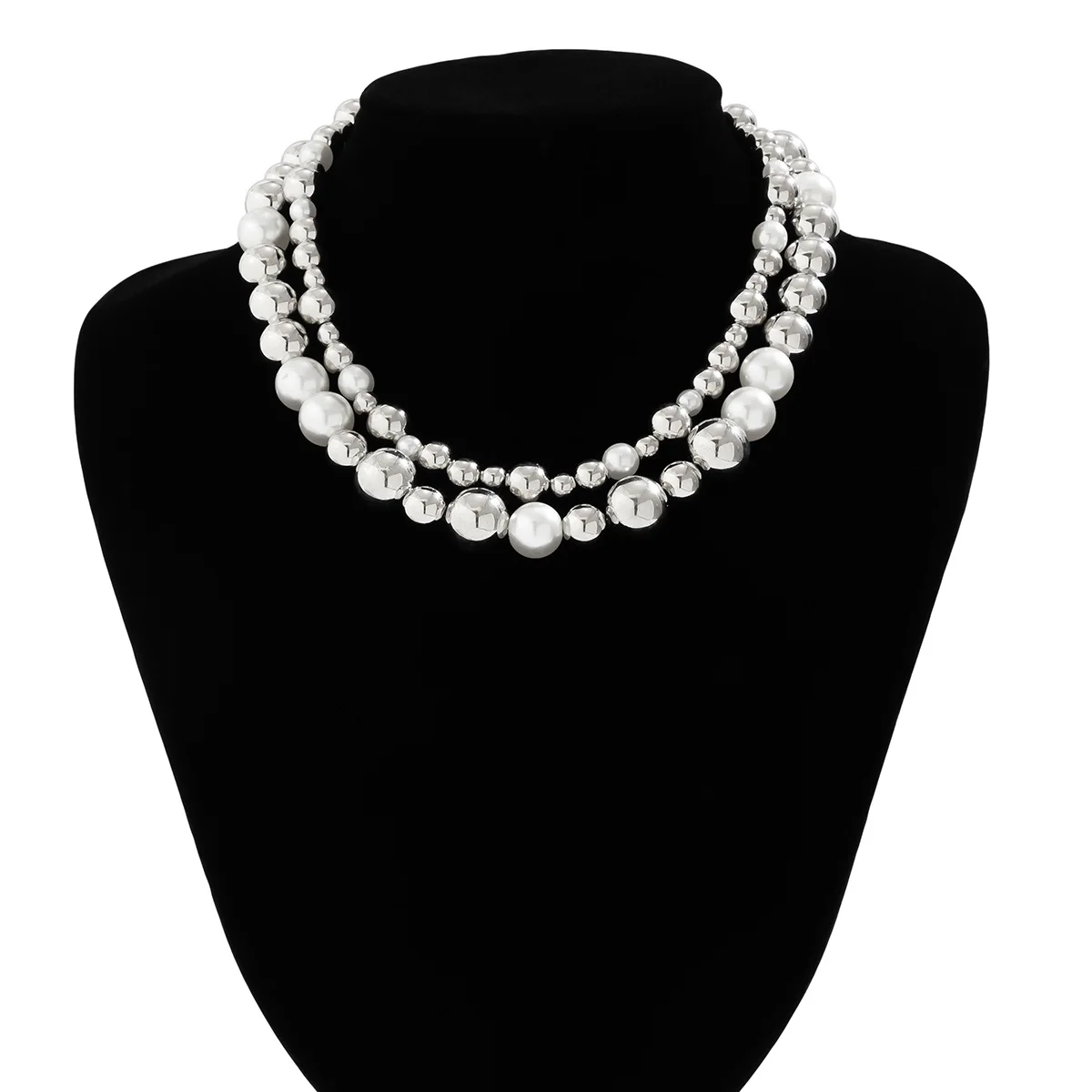 Boho Sweet Imitation Pearl Size Ball Mixed Color Collar Necklace Women 2023 Multi layered Girls Fashion Bride Jewelry Gift
