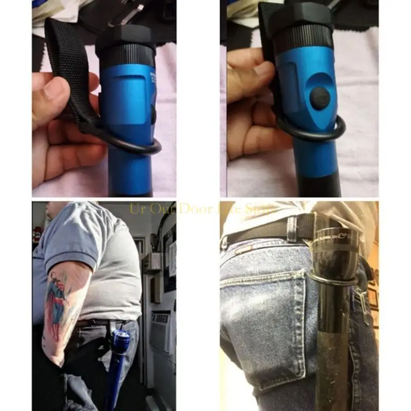 77UF Slide-On Duty Belt Ring Holder Outdoor C/D Cell Flashlight Holder for Duty Belt Backpack Hunting Camping Accesosories