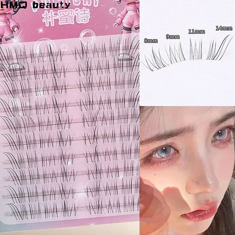

10/6 Rows Glue-free Segmented Transparent Fox False Eyelashes Natural Soft Manga Lashes Single Cluster Cosplay False Eyelashes