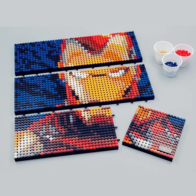 Miniso Ironman Avatar Pixel Art Mosaic Painting Home Decoration Model Building Block Brick Gift Kid Boys Toy