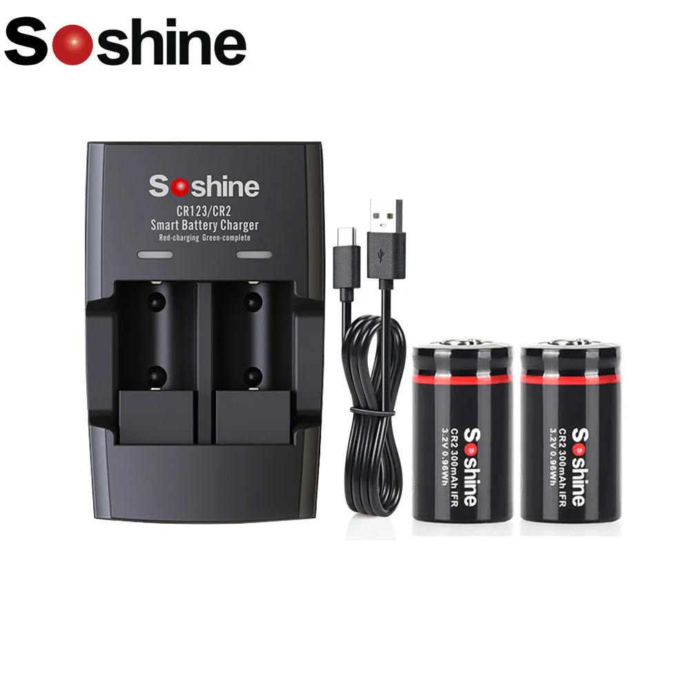 Soshine 3V 300mAh CR2 15266 IFR CR2 Rechargeable LiFePO4 Battery For LED Flashlights Headlamps Doorbell Batteries Digital Camera