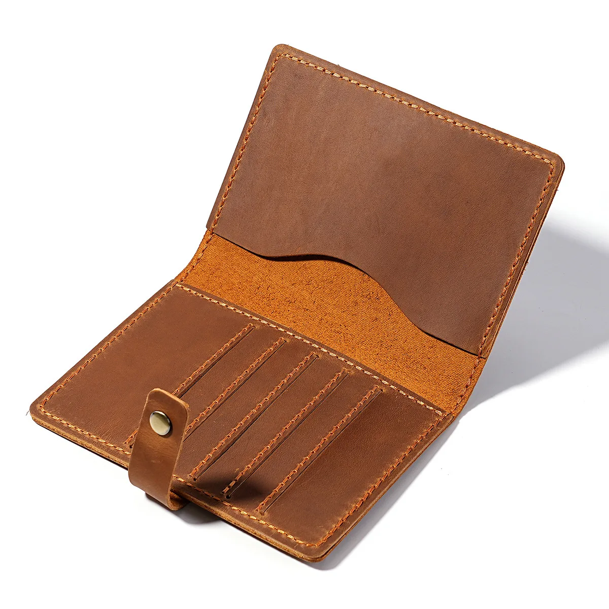 

Slim Passport Holder for Man Women Compact Crazy Horse Leather Passport Wallet with Card Holders Bifold Travel Ticket Clip Case
