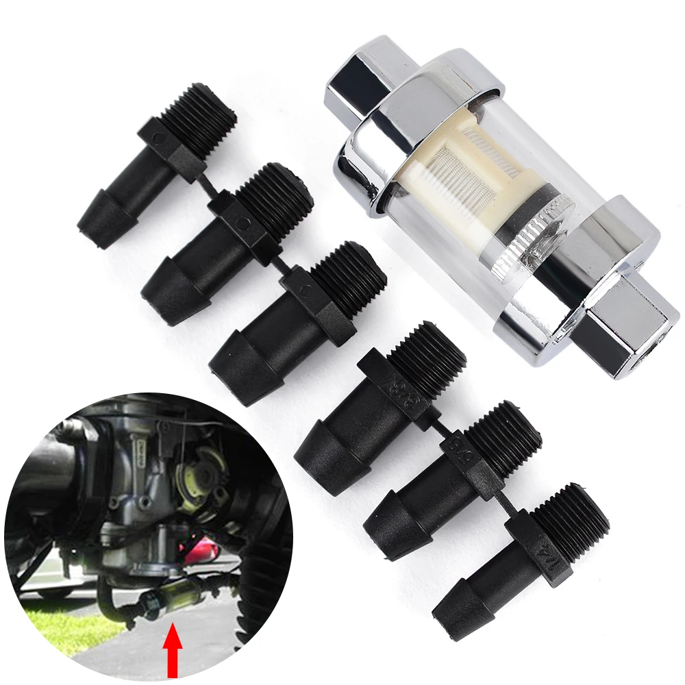 6MM 8MM 10MM Inline Reusable Motorcycle Glass Fuel Filter Gas Petrol Screen Universal Bike Motocross Combo Filter Oil Filters