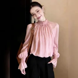 InjWomen's Shirt-Chemisiers vintage en satin pour femmes, Vêtements complets, Mode printemps et été, Appliques de style chinois, Y