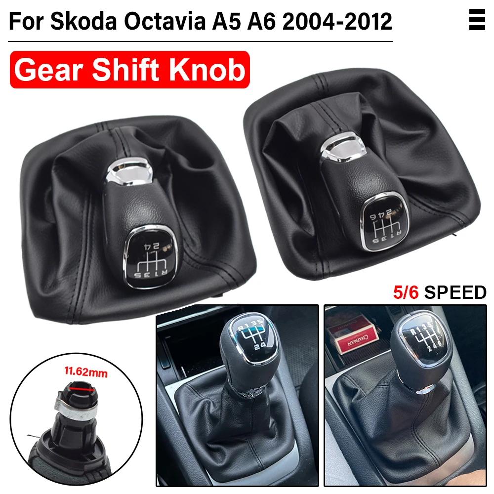 Car Manual Gear stick shift knob gearbox shift knob boot For Skoda Octavia A5 A6 2004 - 2012 Gearbox handle gear lever knob