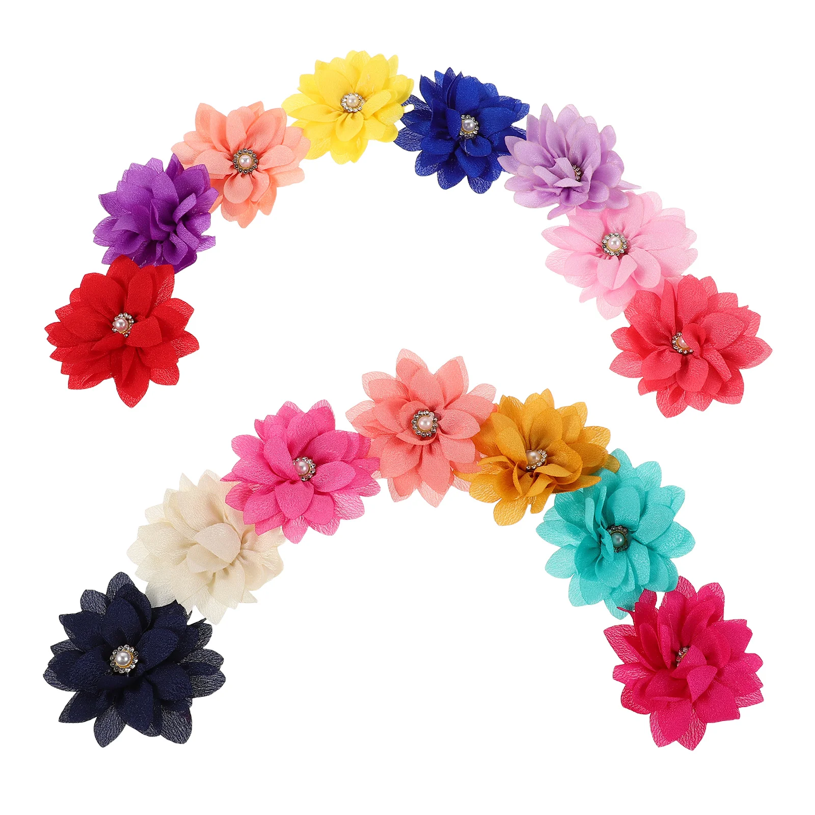 

15pcs Dog Flowers Chiffon Pet Collar Flower Rhinestones Fake Pearls Elegant Lightweight Comfortable Accessories For Weddings