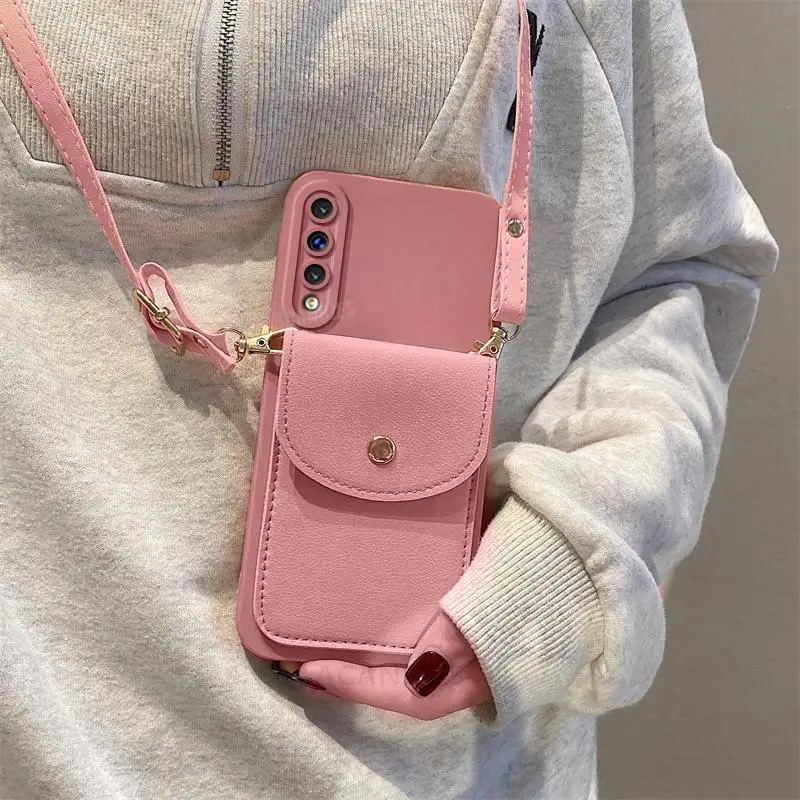 A 50 30 70 Crossbody Wallet Card Holder Case For Samsung Galaxy A50 A20 A30 A70 A20s A30s A10 A31 A51 A71 Lanyard Silicone Cover