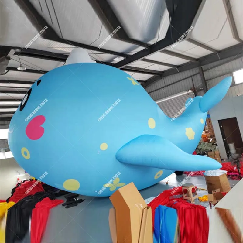 Cartoon Blue Inflatable Whale with Inflatable Equipment,Advertising and Decoration for Opening Activities