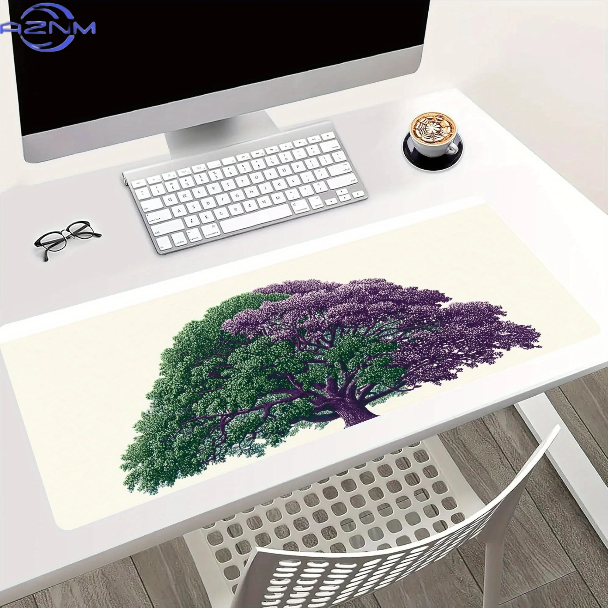 One Piece of a Non-Slip Mouse Pad Featuring a Purple Tree Design, Equipped with an Anti-Slip Base Suitable for Office, Home, And