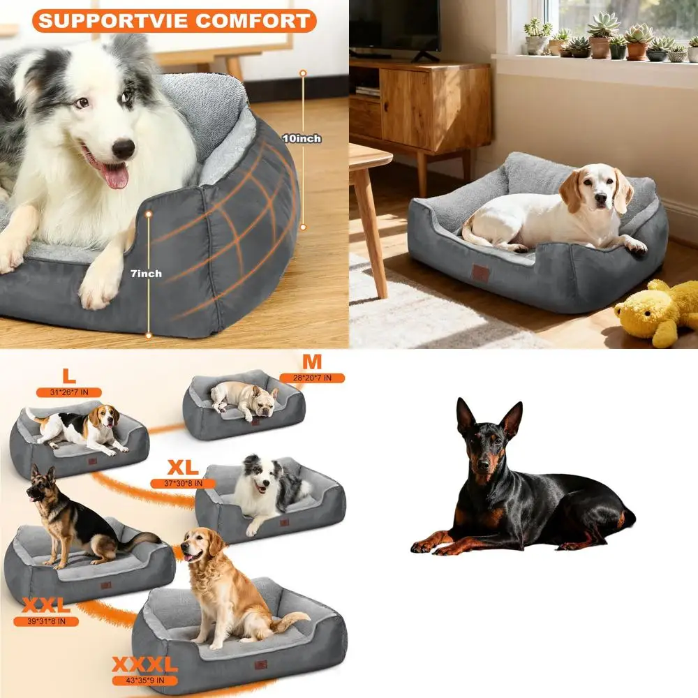 

Очень большая лежанка-подушка для собак, диван с высокой спинкой и нескользящим основанием, 39x31x9 дюймов, серый