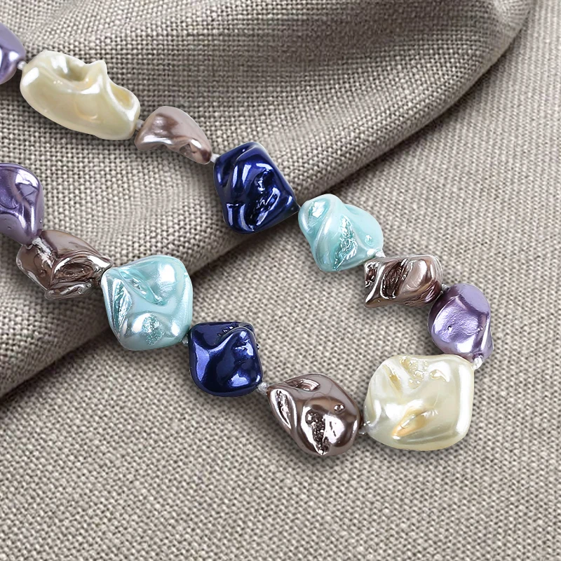 Fine Baroque Colorful Shell Necklace, Pearl Necklace, Mixed Color Pearl Jewelry Making , Natural Stone