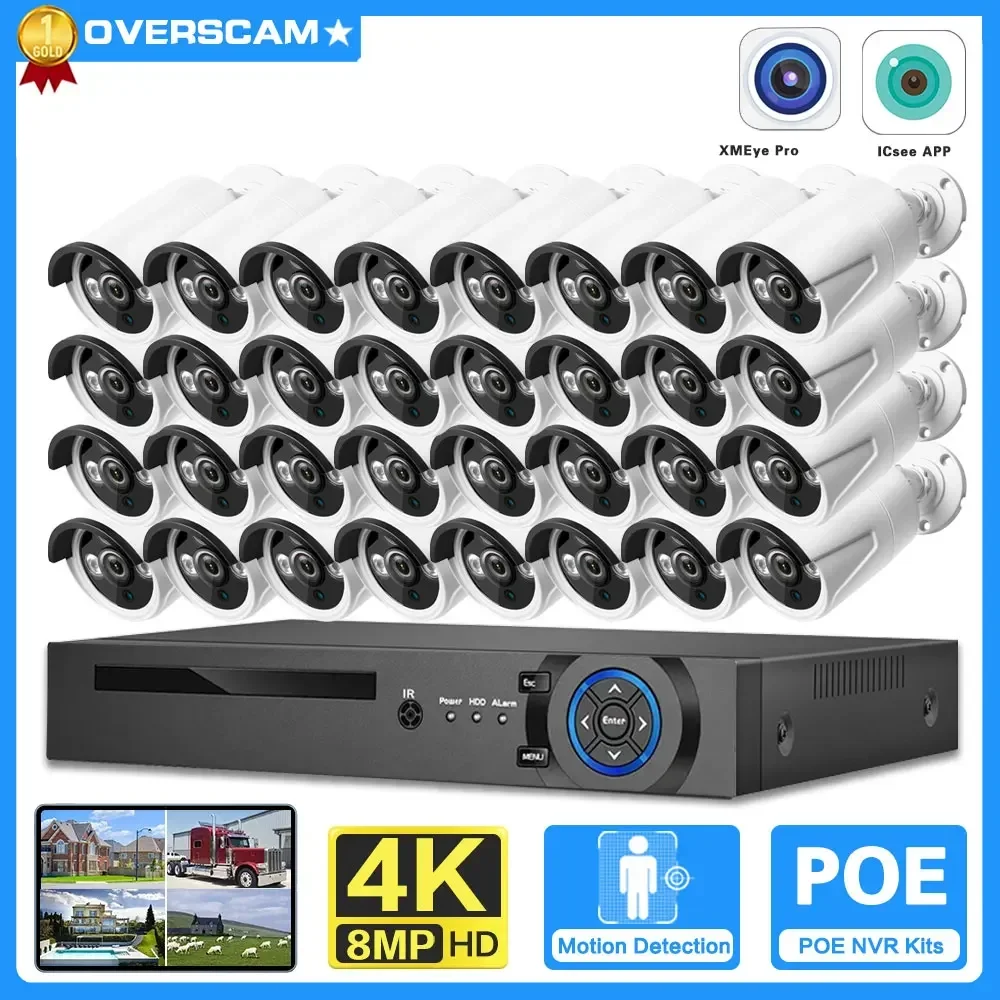 H.265 32CH 4K Ultra HD NVR kit 8MP POE Security Camera System 4K Audio Record Indoor Outdoor CCTV Video Surveillance Camera Kit