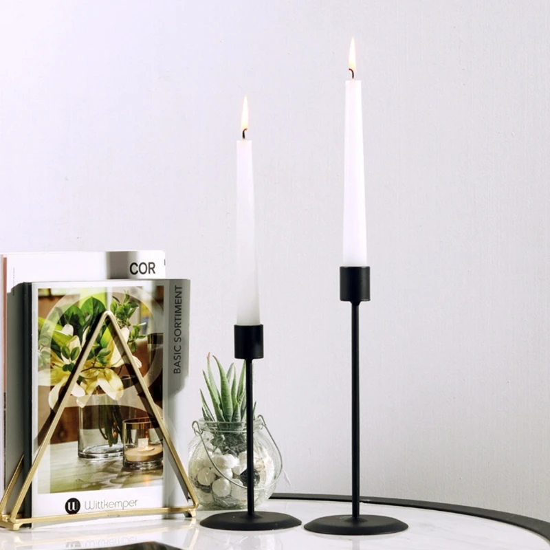 2 Pcs Black Metal Retro Holders Romantic Candlelight Dinner Living Room Dining Candelabra Table Decor AR21 22 Dropship