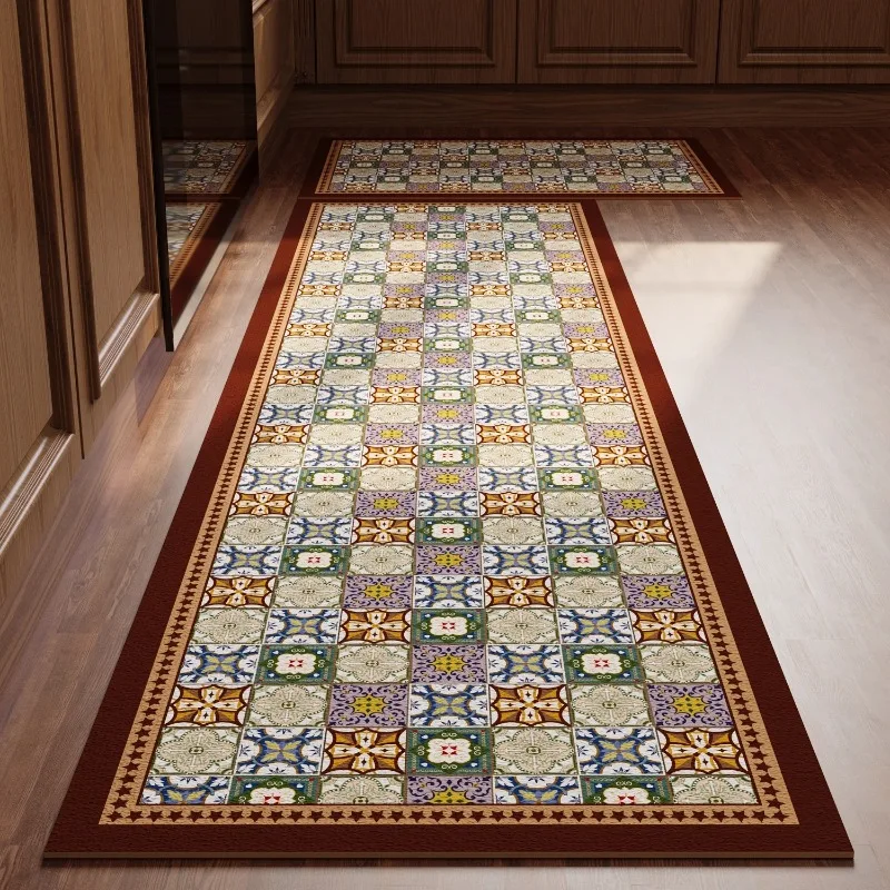 Keukentapijt PVC Leer Antislip Voetmatten Waterdicht Oliebestendig Vloermat Woondecoratie Gemakkelijk schoon Slijtvast Tapijt Ajo
