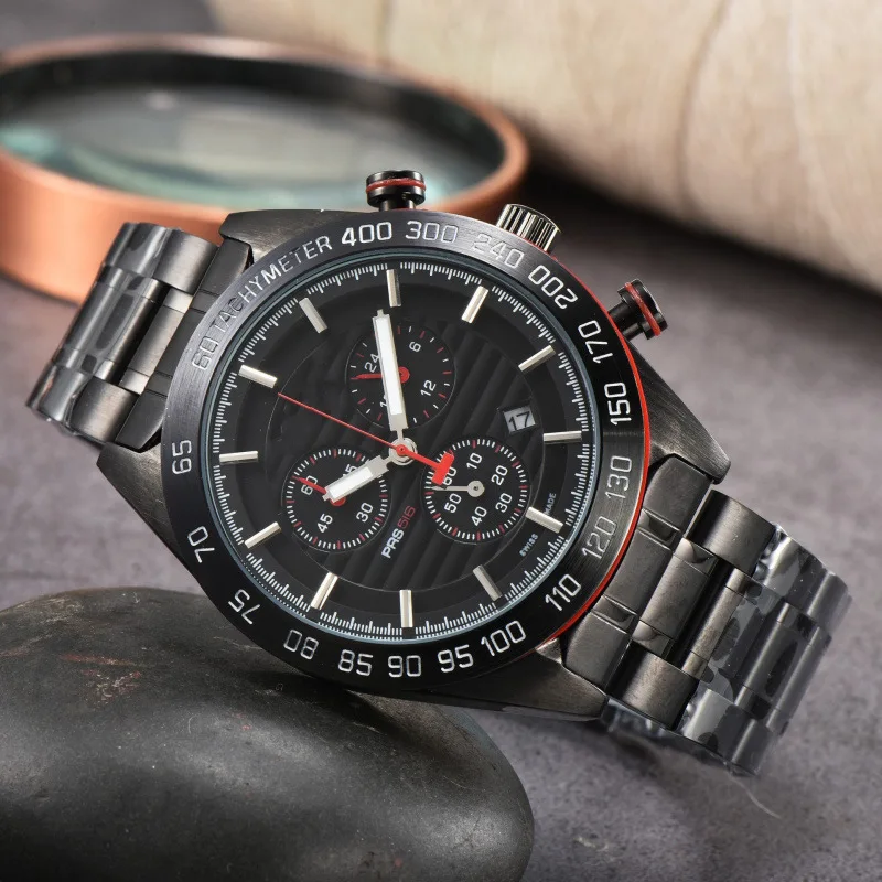 ​2025 Men's Luxury Chronograph Watch Stainless Steel Sapphire Crystal Waterproof 100M 6-Hand Multi-Function Date Display