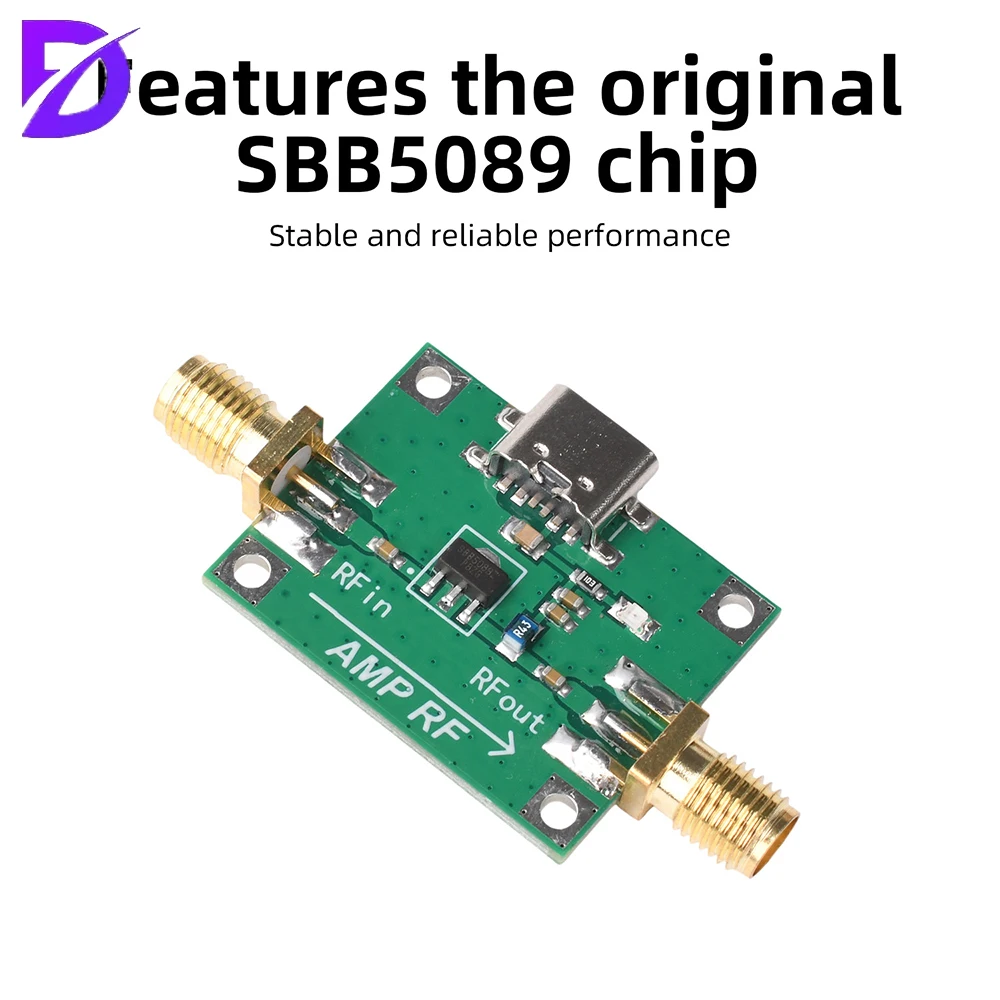 Módulo Amplificador de Potencia RF SBB5089 de 20dB, 5MHz-6GHz, Banda Ancha, Ganancia RF, Pruebas de Comunicación Inalámbrica