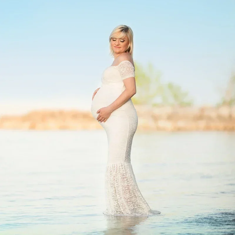 Summer Pregnancy Dress Photography Props Lace Maternity Dress Fancy Photo Shooting Dress