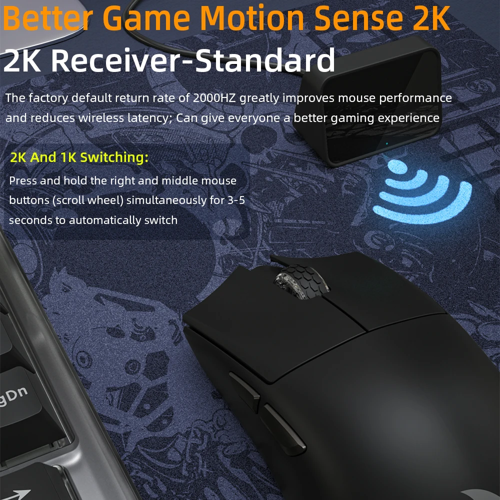 Darmoshark M 3S 2Khz E-Sports Draadloze Bluetooth Gaming Muis 26Kdpi Paw3395 Aangepaste Macro Drivers Muizen Voor Computer Laptop Pc