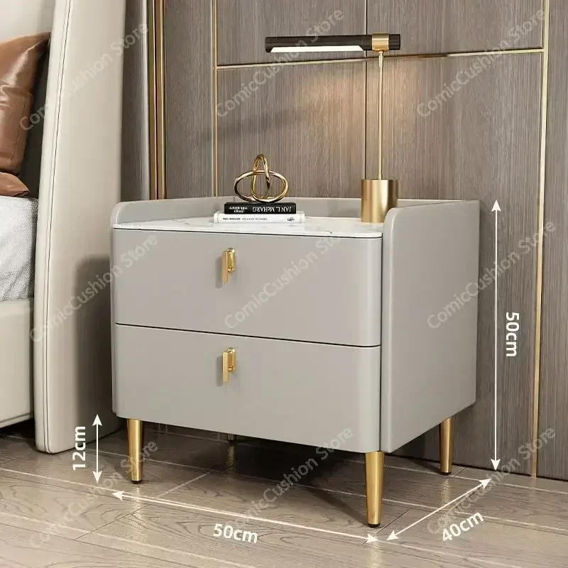 Luxury 2/3 Drawers Solid Wood Bedside Table Storage Dresser Cabinet Nightstands Slate Mini Night Stands for Bedroom Furniture