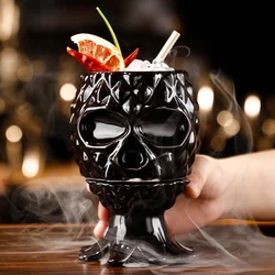 Black Octopus TIKI Mug Ceramic Cocktail Glass Beach Party Drinking Cup Wineglass Cool Skull Pineapple Smoothie Juice Container
