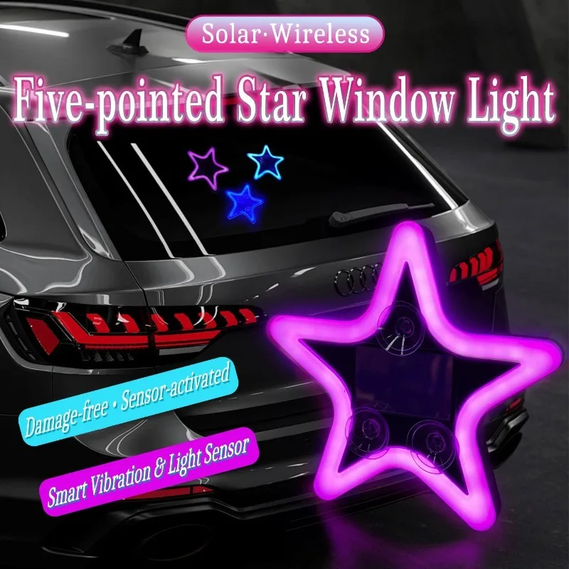 LED Car Window lights Star Shaped Sparkling Mood lights Neon lights Car interior lighting Window Decoration Rear Window Glow