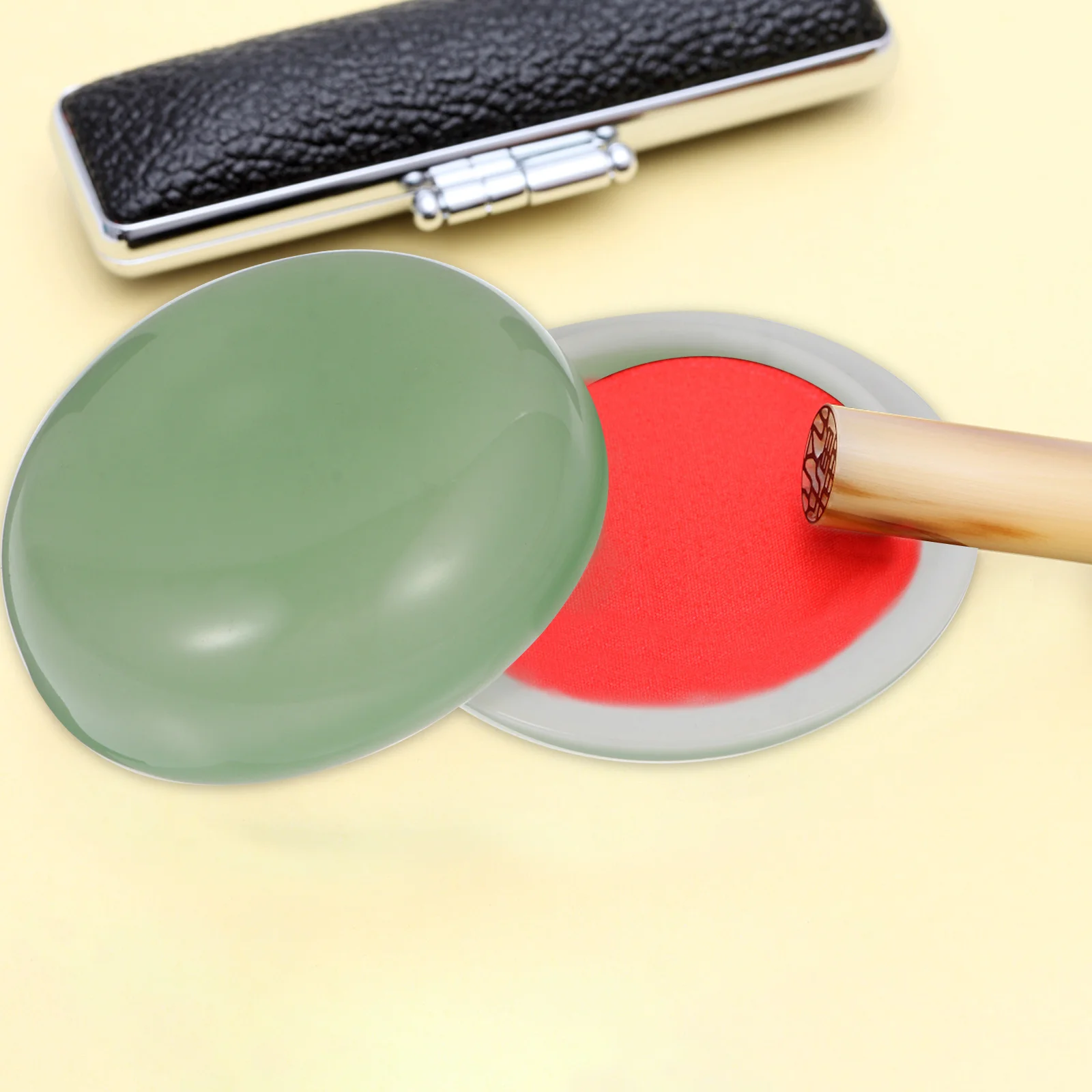 1Pcs Kalligraphie Inkpad Box Handgemachte Porzellan Rote Tinte Paste Container für Chinesische Malerei Liefert Elegante Einfache Design