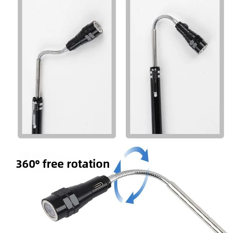 Super Bright Portable Multifunctional Magnetic USB Rechargeable Work Light with Flexible Curved Hose and Pen Clip Pick Up Lamp