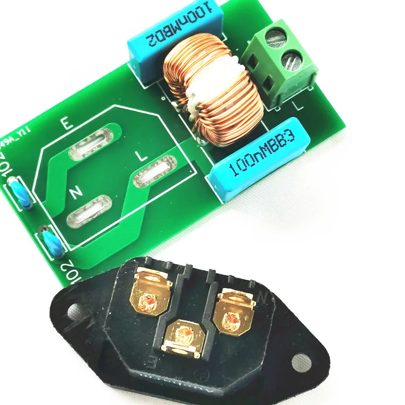 4A EMI noise filter  board with Gold-plated AC outlet for diy power amplifier