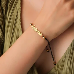 Customized name stainless steel bracelet letter handmade bracelet simple jewelry gift