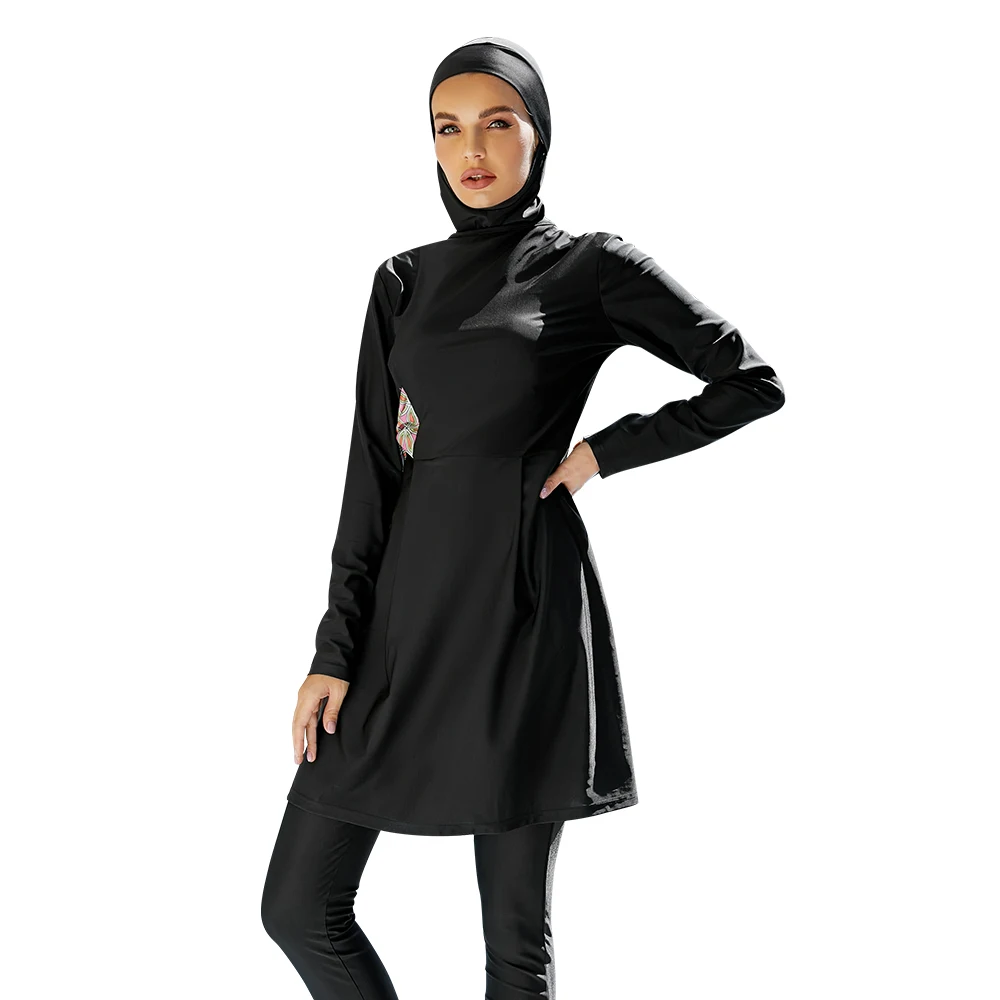 Jilbabs for Women Modest Full Cover Patchwork Slimming Three-piece Set Beachwear Muslim Sportswear Women Burkini Islamique Femme