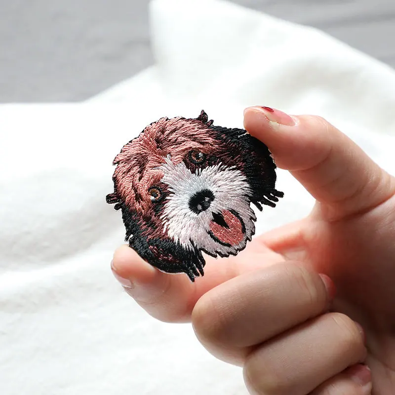 1 Piece Cute Dog Embroidery Repair Patches Bag Jacket Jeans Cartoon Iron On Parch for Clothes Small Glue Sticker