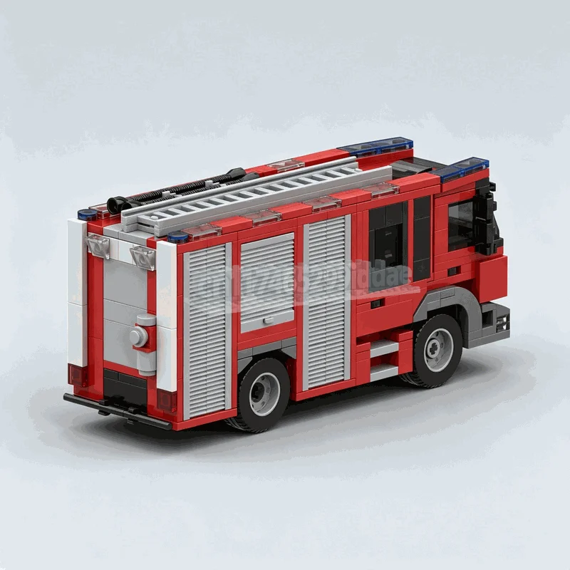 NEW 524Pcs Red Fire Rescue Truck Building Blocks City Emergency Vehicle Model Diy Assembly Toy Display Birthday Festival Gifts