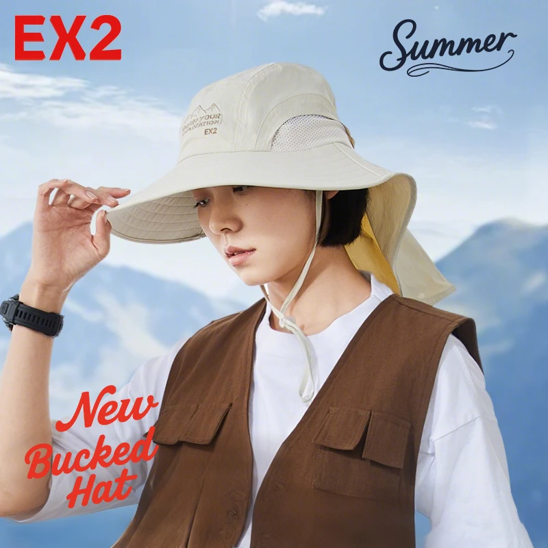 

EX2 Защита шеи Рыбацкая шляпа с большими полями Сетчатый дизайн для рассеивания тепла и вентиляции Популярная унисекс кепка с пряжкой