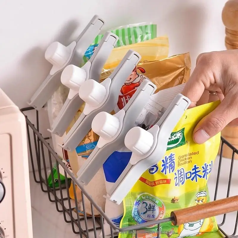 4/8 Stück Lebensmittel-Aufbewahrungsclips, robuste Kunststoff-Verschlussklammer für Snackpapier, Plastiktüten, Frischhalteverschluss mit Ausgießer – Detail 2