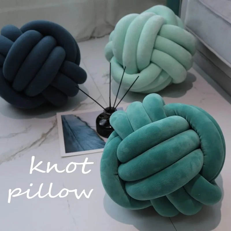 Art Decor Knot Ball Wurfkissen, handgefertigt, weicher Samt, großes Kissen, modernes und gemütliches dekoratives Weihnachtskissen für Zuhause, Sofa, Weiß – Detail 8