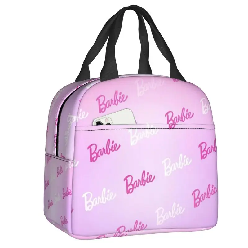 Custom Barbies Logo Lunch Bag Women Cooler Warm Insulated Lunch Box for Kids School Children