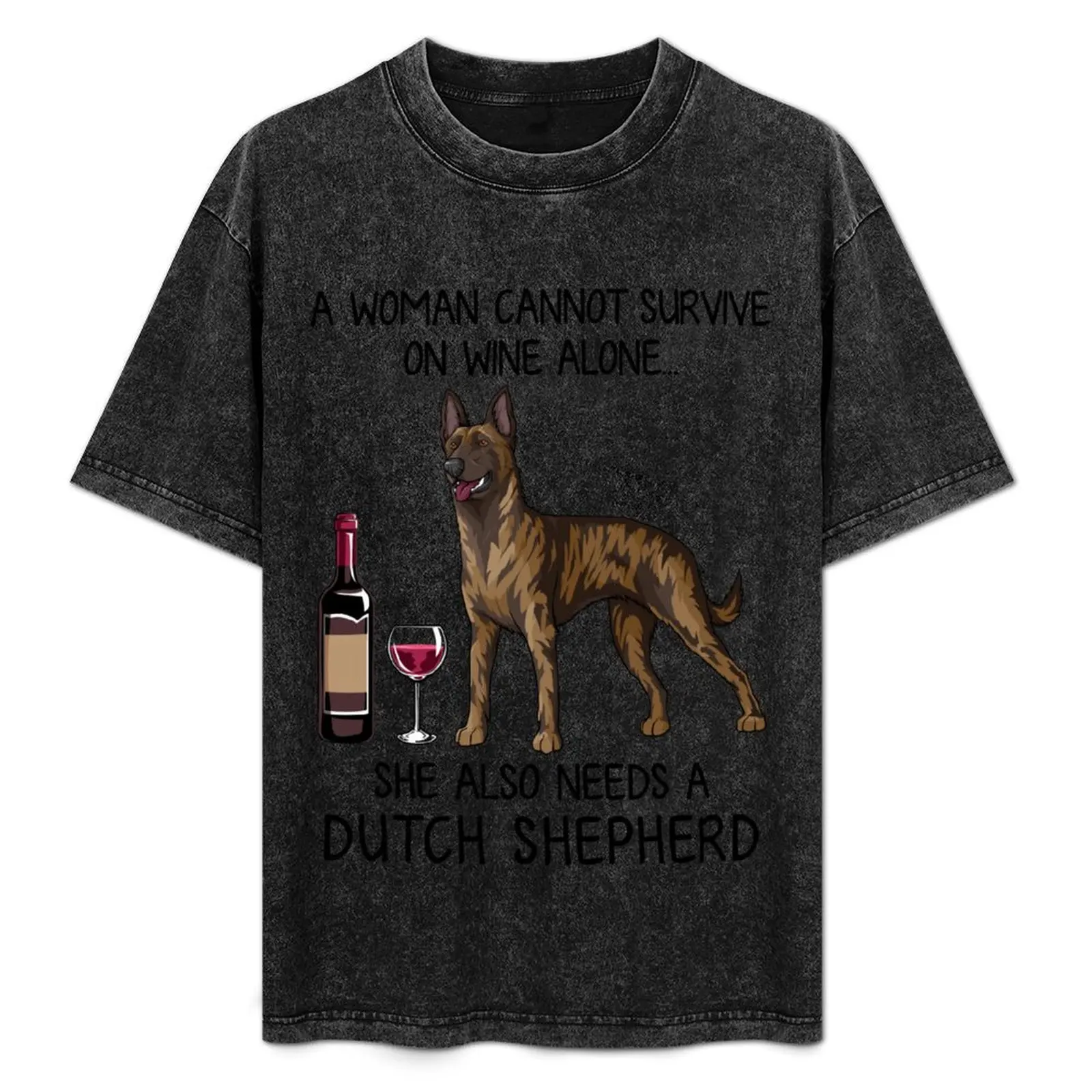 

Dutch Shepherd and wine Funny gift for dog mom T-Shirt vintage graphic tee tees blue archive t shirt for men