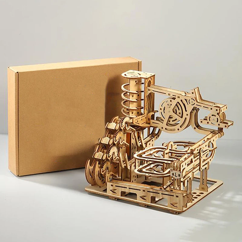 Set Kit 3D voor kinderen Marble Run Houten spiraalplank Wegpuzzels Elektrisch katapult Spoorapparaat Mechanisch model Assemblagecadeau