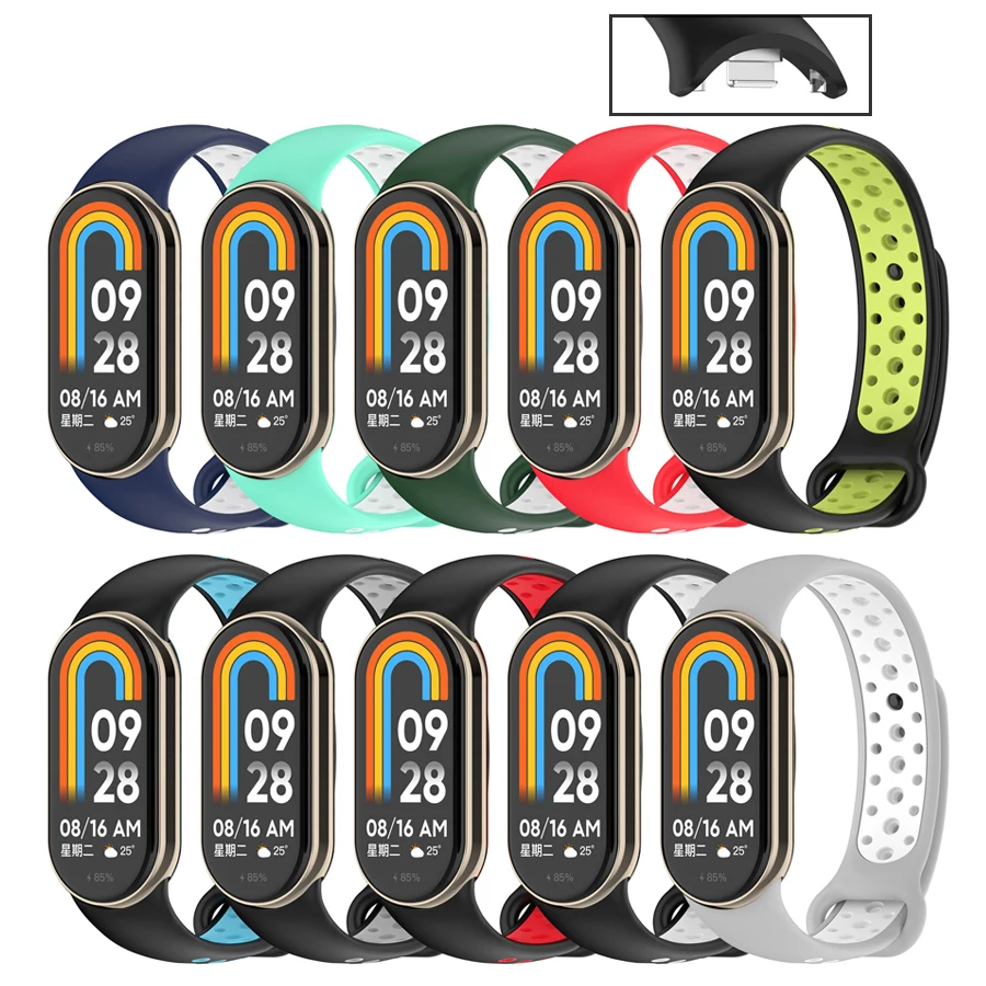 Metal Connector Strap for Xiaomi Mi Band 11 10 9 8 Silicone Sport Bracelet Pulseira Correas for Miband 11 10 9 8 Bracelet