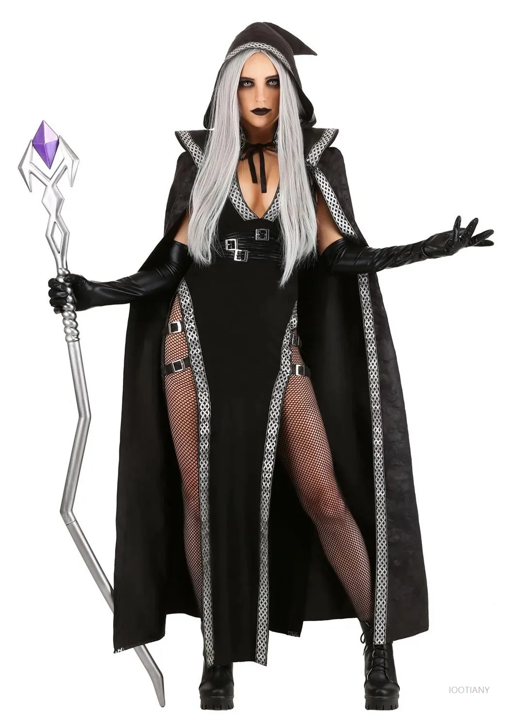 

Halloween Day Of The Dead Horror Vampire Evil Witch Demon Zombie Magician Cloak Dark Devil Magician Wizard Cosplay Costume Dress