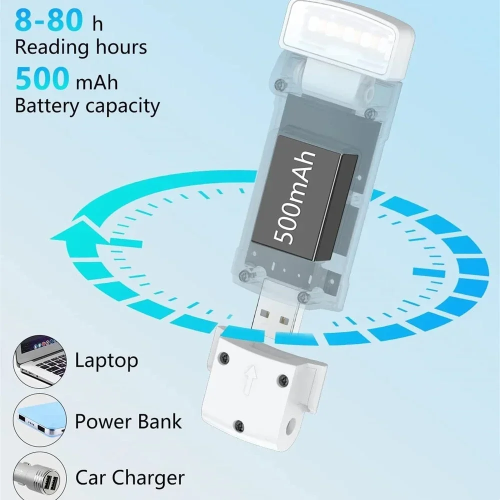 LED Book Light USB Rechargeable Clip Reading Light Eye Protection Night Light Portable 3 Colors 5-Level Brightness Bookmark Lamp