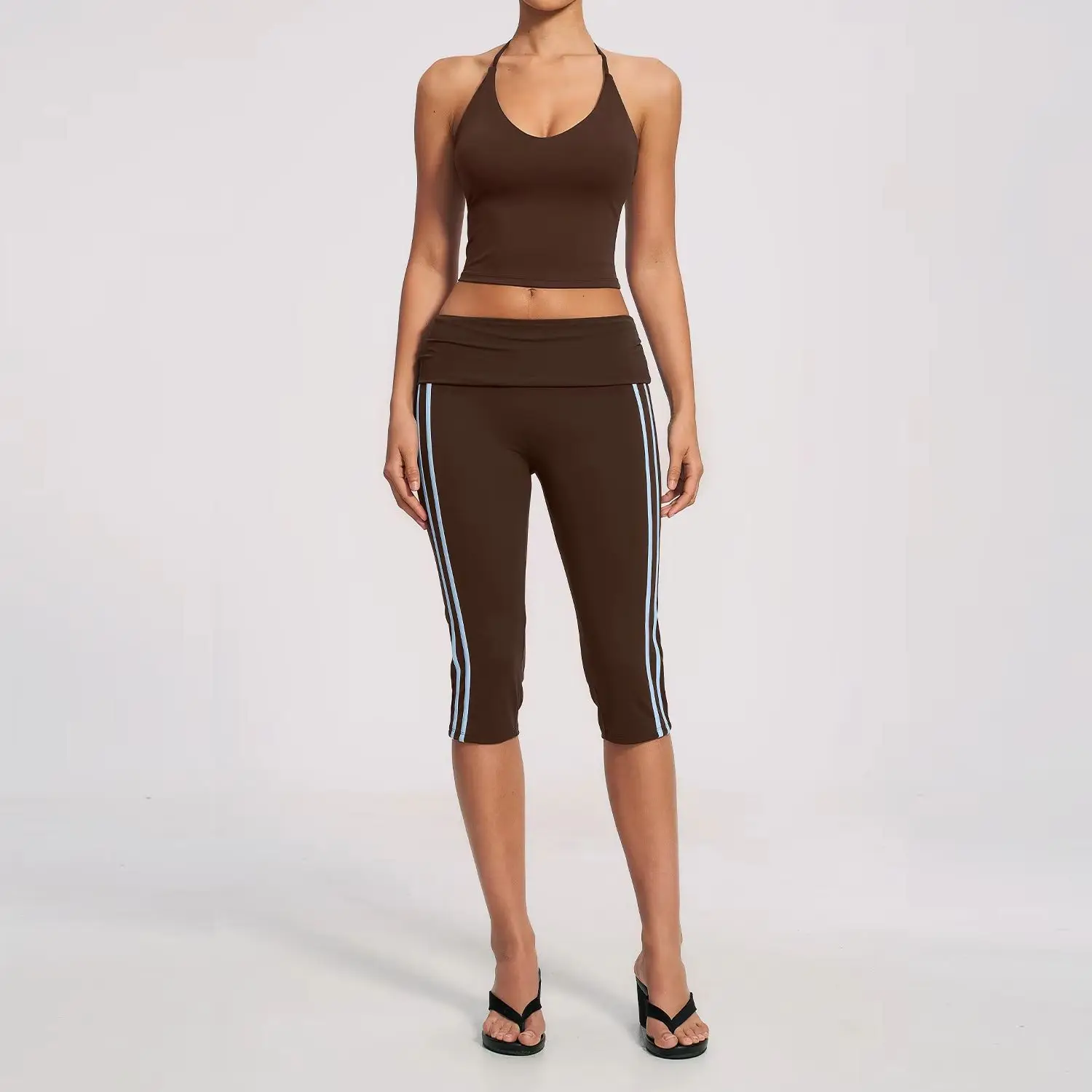 Gym Clothing Yoga Capri Pants Set 2pcs Yoga Set Women Athletic Wear Push Up Sport Pants Gym Suit Fitness Bra Workout Set Outfit