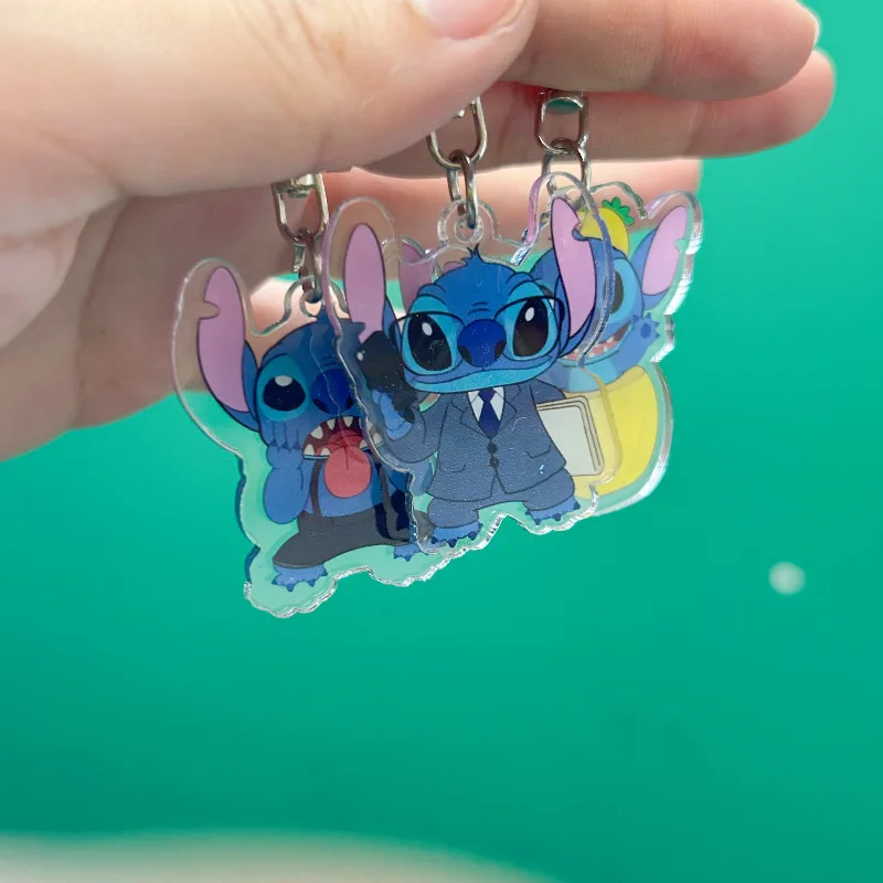 Disney Anime Figure Lilo & Stitch Keychain Cartoon Model Stitch Couple Bag Ornament Car Pendant Girls Birthday Gift